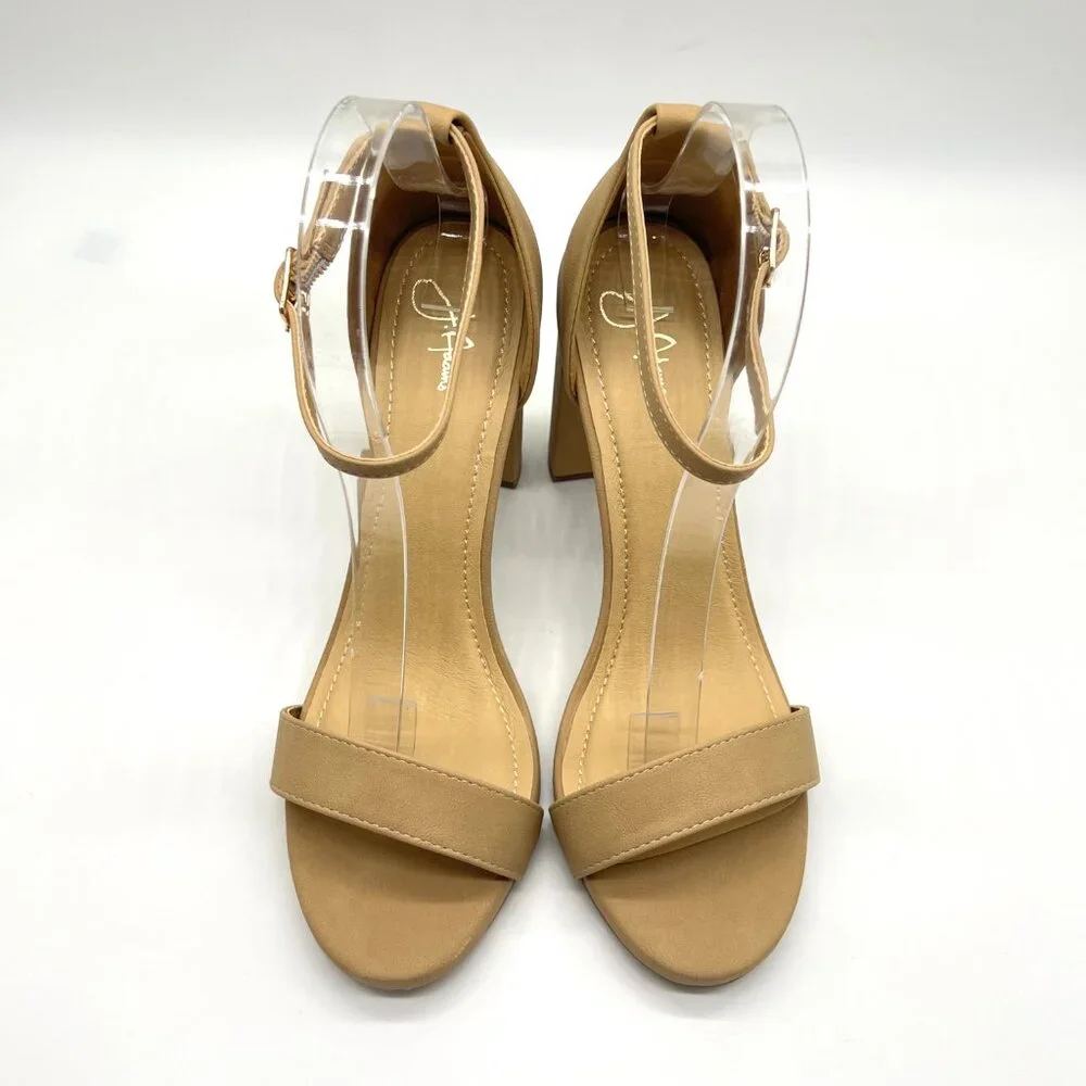 J. Adams Womens Size 9 Tan Beige Nude Neutral Block Heels Sandals Shoes‎
